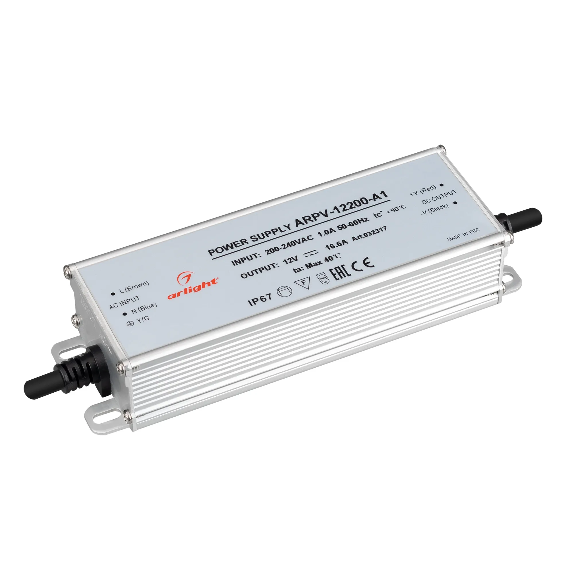 Блок питания ARPV-12200-A1 (12V, 16.6A, 200W) (Arlight, IP67 Металл, 3 года) - изображение товара