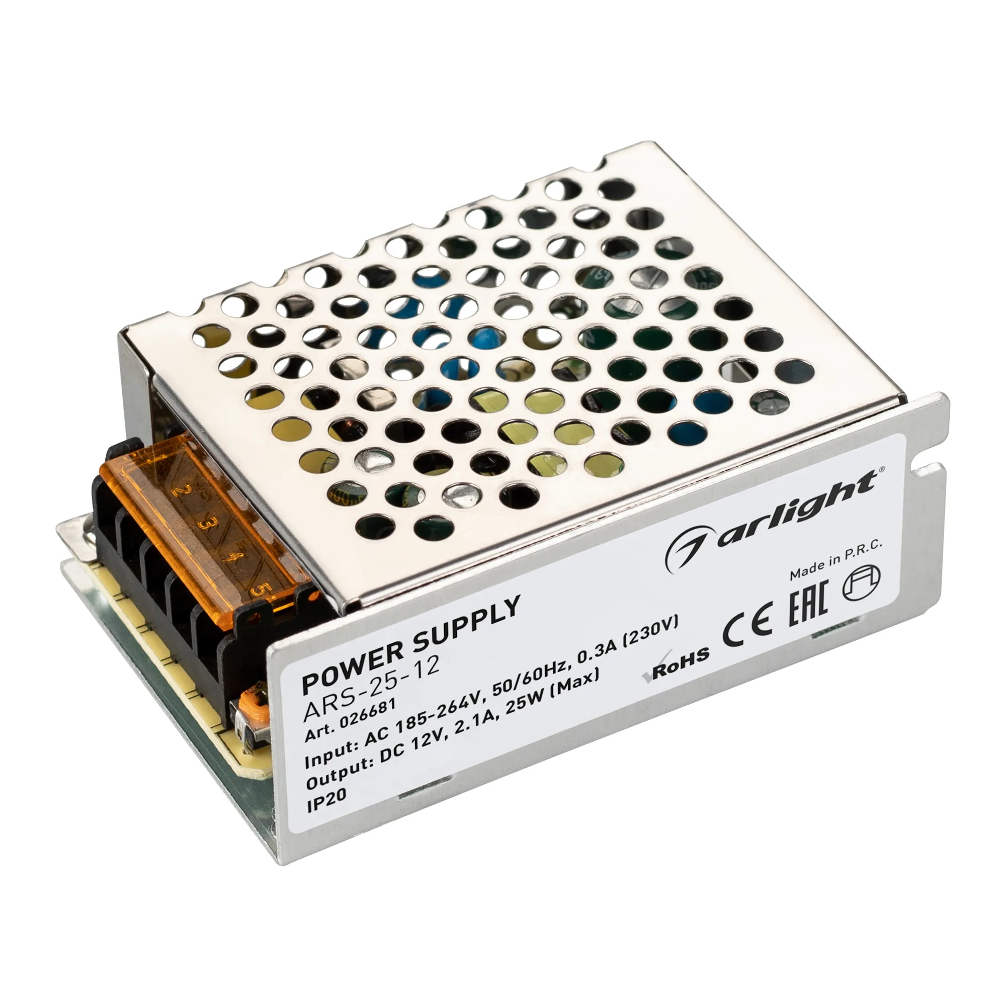 Блок питания ARS-25-12 (12V, 2.1A, 25W) (Arlight, IP20 Сетка, 2 года) - изображение товара
