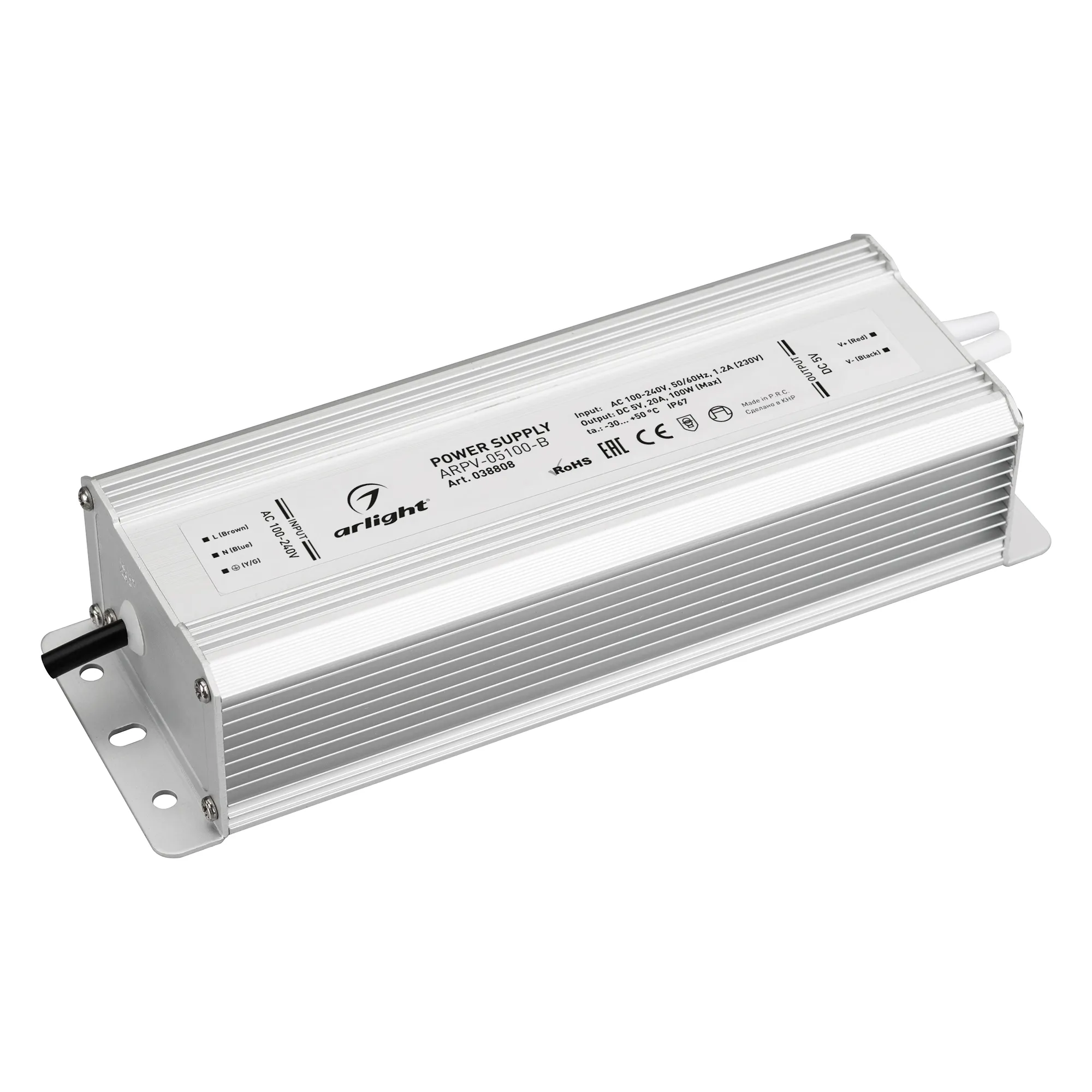 Блок питания ARPV-05100-B (5V, 20.0A, 100W) (Arlight, IP67 Металл, 3 года) - изображение товара