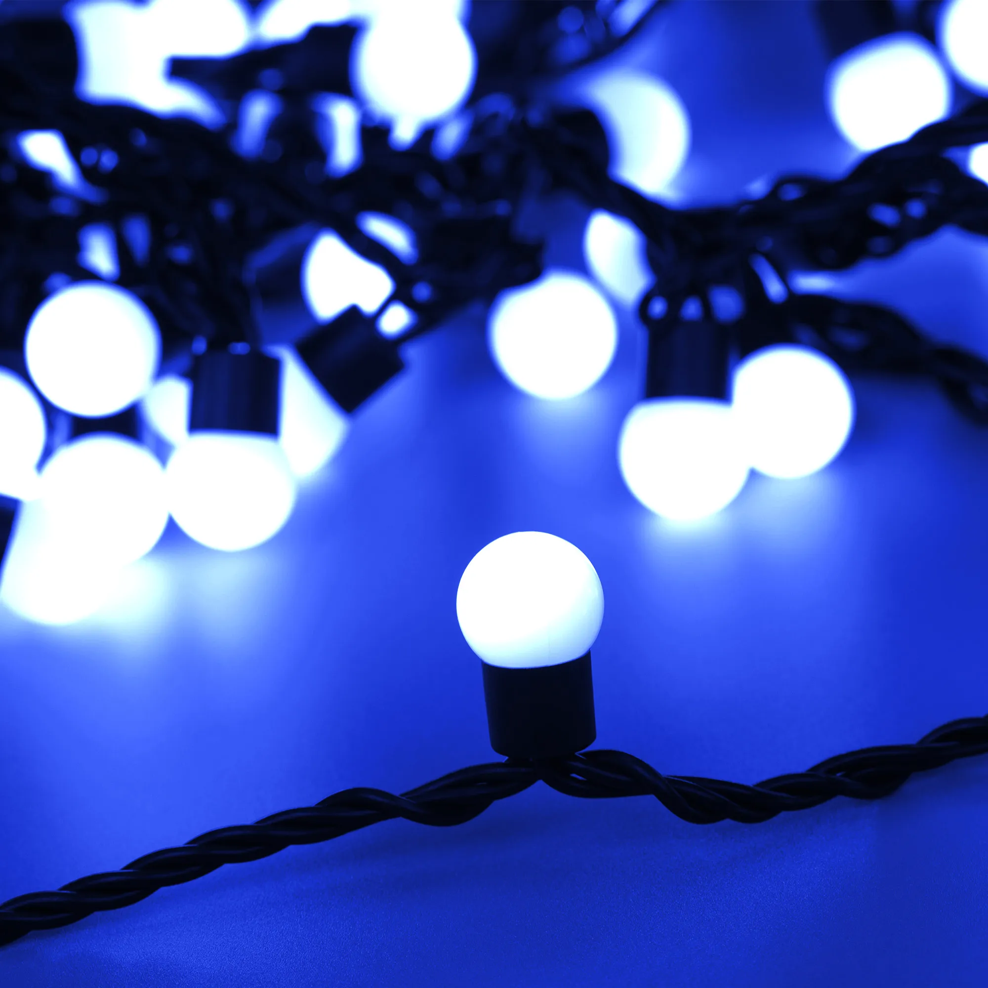 Светодиодная гирлянда ARD-BALL-CLASSIC-D17.5-20000-BLACK-200LED BLUE (230V, 14W) (Ardecoled, IP65) - изображение товара