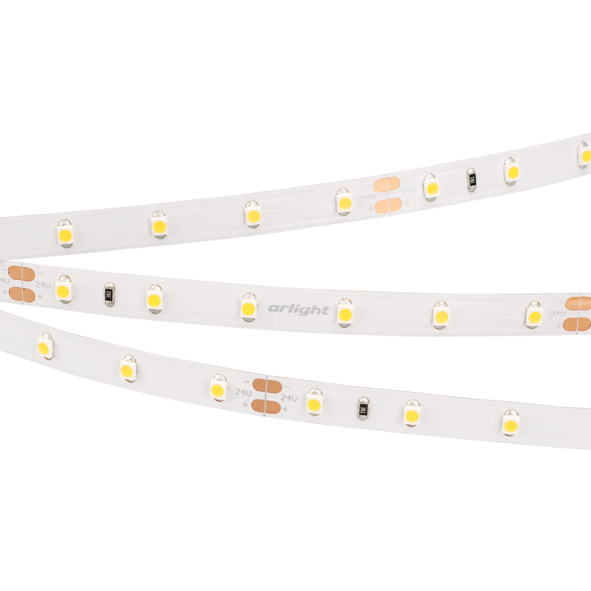 Лента светодиодная RT 2-5000 24V Warm2400 (3528, 300 LED, LUX) (Arlight, 4.8 Вт/м, IP20)