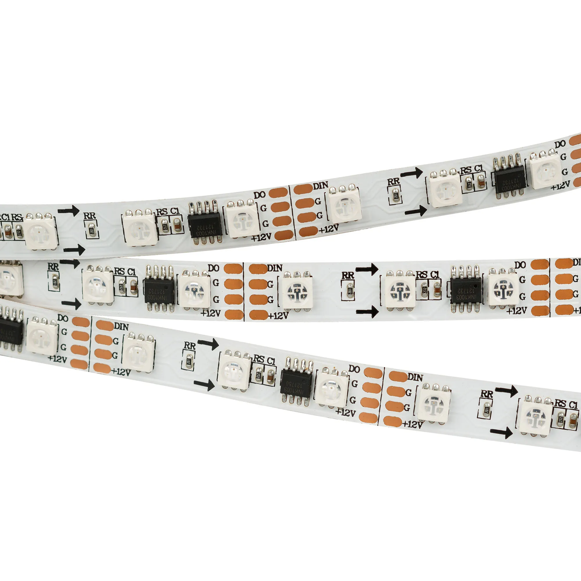 Лента светодиодная SPI-5000-5060-60 12V Cx3 RGB-Auto (10mm, 13.2W/m, IP20) (Arlight, Открытый, IP20)